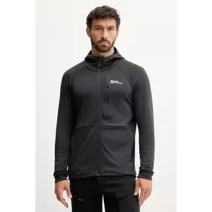 Jack Wolfskin bluză KOLBENBERG culoarea negru, cu glugă, uni, A63966 imagine