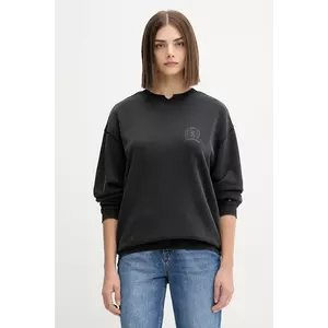 Tommy Jeans hanorac de bumbac culoarea negru, cu imprimeu, DW0DW21586 imagine