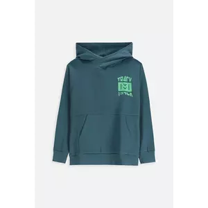 Coccodrillo hanorac de bumbac pentru copii culoarea verde, cu glugă, cu imprimeu, EVERYDAY BOY A imagine