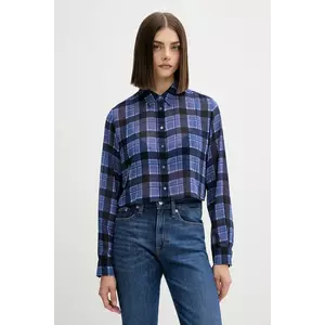 Tommy Jeans cămașă culoarea bleumarin, cu guler clasic, relaxed, DW0DW21452 imagine