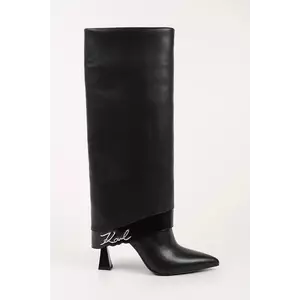 Karl Lagerfeld ghete de piele DEBUTANTE culoarea negru, cu toc cui, KL32081 imagine