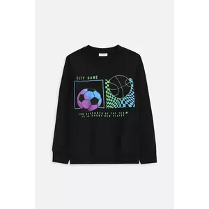 Coccodrillo longsleeve din bumbac pentru copii culoarea negru, cu imprimeu, EVERYDAY BOY A imagine