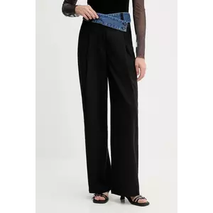 Desigual pantaloni din lână DENIMWAIST culoarea negru, 25WWPW03 imagine