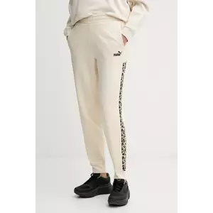 Puma pantaloni de trening culoarea bej, cu model, 688086 imagine