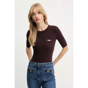 Elisabetta Franchi pulover de mătase culoarea bordo, light, MK10B56E2 imagine