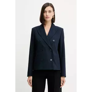 Weekend Max Mara sacou din bumbac TAPPETO culoarea bleumarin, cu doua randuri de nasturi, uni, 2525046061600 imagine