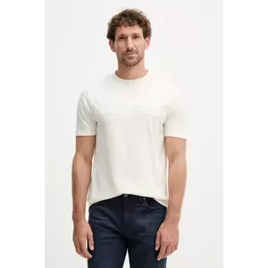 Karl Lagerfeld tricou din bumbac culoarea bej, cu imprimeu, 554227.755037 imagine