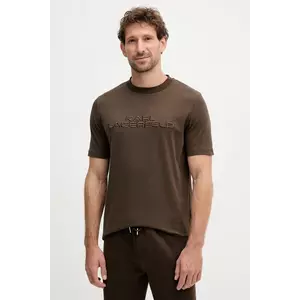 Karl Lagerfeld tricou din bumbac culoarea maro, cu imprimeu, 554227.755037 imagine