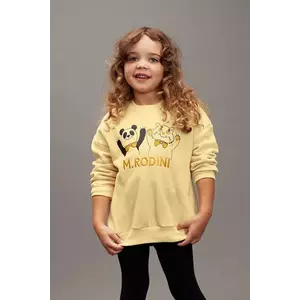 Mini Rodini hanorac de bumbac pentru copii Panda & cat culoarea galben, cu imprimeu, 25720136 imagine