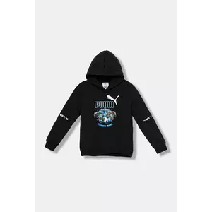 Puma bluză copii PUMA X HOT WHEELS Graphic Hoodie TR culoarea negru, cu glugă, cu imprimeu, 632396 imagine