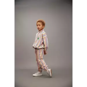 Mini Rodini pantaloni de trening din bumbac pentru copii Clover culoarea gri, cu model, 25730132 imagine