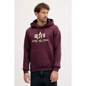 Alpha Industries bluză culoarea bordo, cu glugă, cu imprimeu, 178312.608 imagine