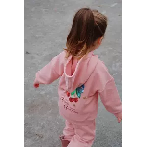 Konges Sløjd bluză copii LOU SEQUIN SWEAT ZIP HOOD OCS culoarea roz, cu glugă, cu imprimeu, KS103863 imagine