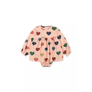 Konges Sløjd rochie bebe ELIN ROMPER GOTS culoarea roz, mini, evazati, KS103795 imagine