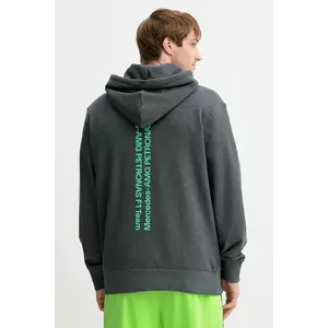adidas hanorac de bumbac x Mercedes culoarea gri, cu glugă, cu imprimeu, JX8778 imagine