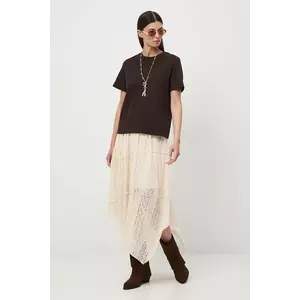 Medicine fustă culoarea bej, maxi, evazați imagine