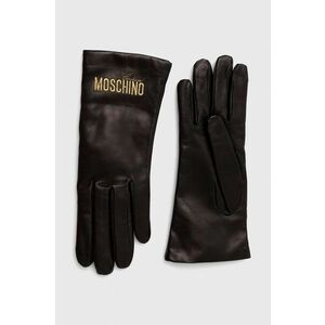 Moschino manusi de piele femei, culoarea negru imagine