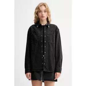 Levi's cămașă jeans culoarea negru, cu guler clasic, relaxed, A7244 imagine