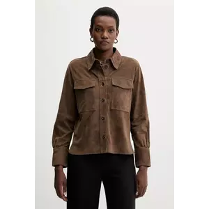 Marella cămașă de piele întoarsă culoarea maro, cu guler clasic, regular, 2523446041200 imagine