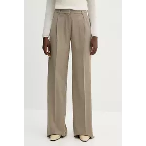 Marella pantaloni din lână culoarea verde, lat, high waist, 2523136251200 imagine