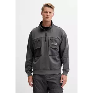 Napapijri bluză B-Tusco Hz bărbați, culoarea gri, cu imprimeu, NP0A4IC9H981 imagine