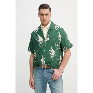 Lacoste cămașă bărbați, culoarea verde, cu guler clasic, relaxed, CH0113 imagine