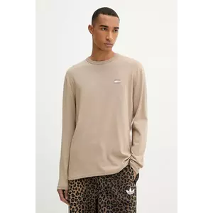 Tommy Jeans longsleeve din bumbac culoarea maro, uni, DM0DM21974 imagine