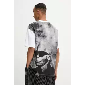 Karl Lagerfeld Jeans tricou din bumbac culoarea alb, cu imprimeu, A4M17030 imagine