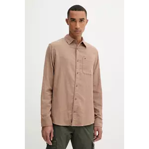 Tommy Jeans cămașă din bumbac culoarea maro, cu guler clasic, regular, DM0DM22023 imagine