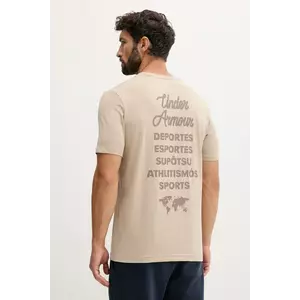 Under Armour tricou culoarea bej, cu imprimeu, 6004143 imagine