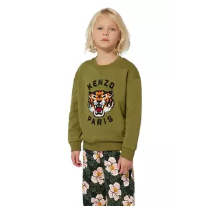 Kenzo Kids hanorac de bumbac pentru copii culoarea verde, cu imprimeu, K61432 imagine