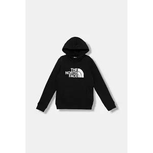 The North Face bluză copii TEEN DREW PEAK PULLOVER HOODIE culoarea negru, cu glugă, cu imprimeu, NF0A8EHHJK31 imagine