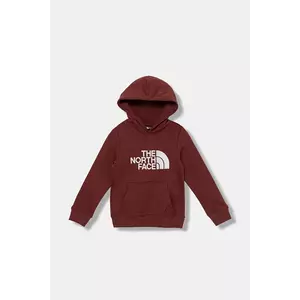 The North Face bluză copii TEEN DREW PEAK PULLOVER HOODIE culoarea bordo, cu glugă, cu imprimeu, NF0A8EHH0VO1 imagine