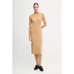 Dkny rochie culoarea negru, midi, mulata, DJ5R0751 imagine