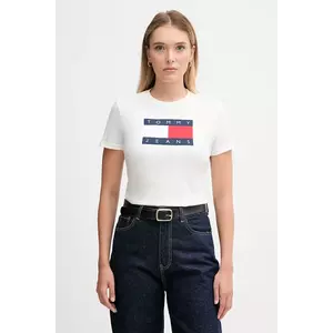 Tommy Jeans tricou din bumbac culoarea alb, DW0DW22562 imagine