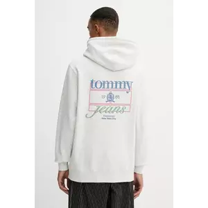 Tommy Jeans bluză culoarea gri, cu glugă, cu imprimeu, DM0DM22085 imagine