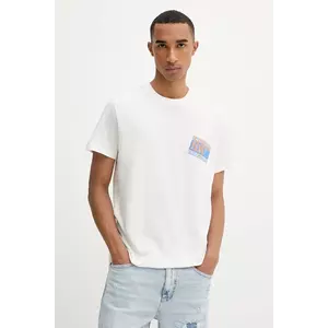 Tommy Jeans tricou din bumbac culoarea bej, cu imprimeu, DM0DM22127 imagine