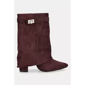 Answear.LAB botine culoarea bordo, cu toc drept, izolare usoara imagine