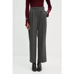2NDDAY pantaloni Carter femei, culoarea gri, drept, high waist, 2245160170 imagine