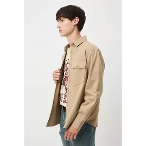 Medicine cămașă culoarea bej, cu guler clasic, regular imagine