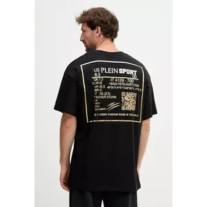 PLEIN SPORT tricou din bumbac culoarea negru, cu imprimeu, FAEC MTK8362 STE001N imagine