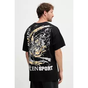 PLEIN SPORT tricou din bumbac culoarea negru, cu imprimeu, FAEC MTK8368 STE001N imagine