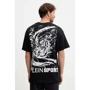 PLEIN SPORT tricou din bumbac culoarea negru, cu imprimeu, FAEC MTK8368 STE001N imagine