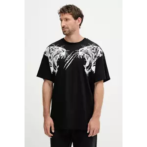 PLEIN SPORT tricou din bumbac culoarea negru, cu imprimeu, FAEC MTK8360 STE001N imagine