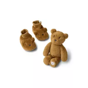 Liewood pantofi pentru bebeluși Basim Bear Baby Plush Gift Set culoarea maro, LW20296 imagine