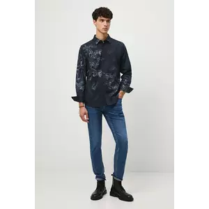 Medicine cămașă culoarea bleumarin, cu guler clasic, regular imagine