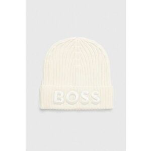 BOSS caciula de lana culoarea alb, de lana imagine