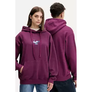 Kaotiko hanorac de bumbac culoarea violet, cu glugă, cu imprimeu, AR075-01-G002 imagine