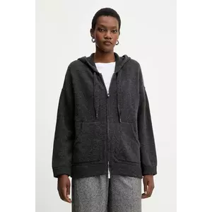 Marella bluză din lână culoarea gri, cu glugă, melanj, 2523906015200 imagine