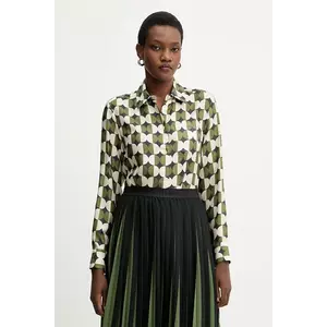 Weekend Max Mara cămașă de mătase RIVE culoarea verde, cu guler clasic, regular, 2525116062600 imagine